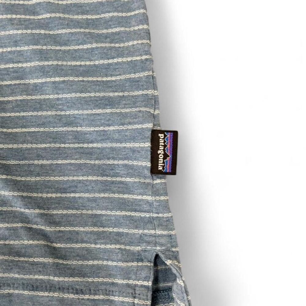 Patagonia Blue Striped Organic Cotton Polo Shirt Size M - Picture 2 of 5